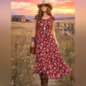 Reformation floral Fauna boho maxi dress w prairie shabby chic vibe